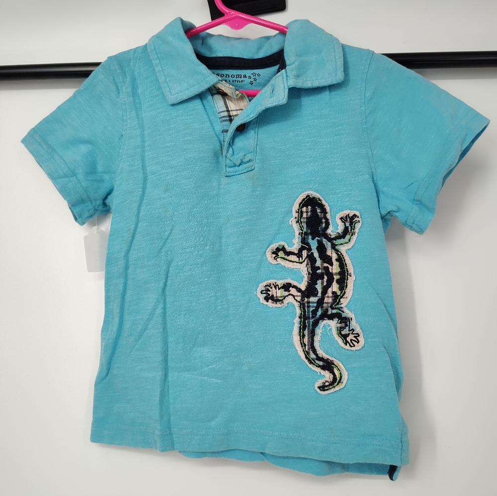Sonoma Aqua Kids Short Sleeve Polo with Lizard Patch Size 3T